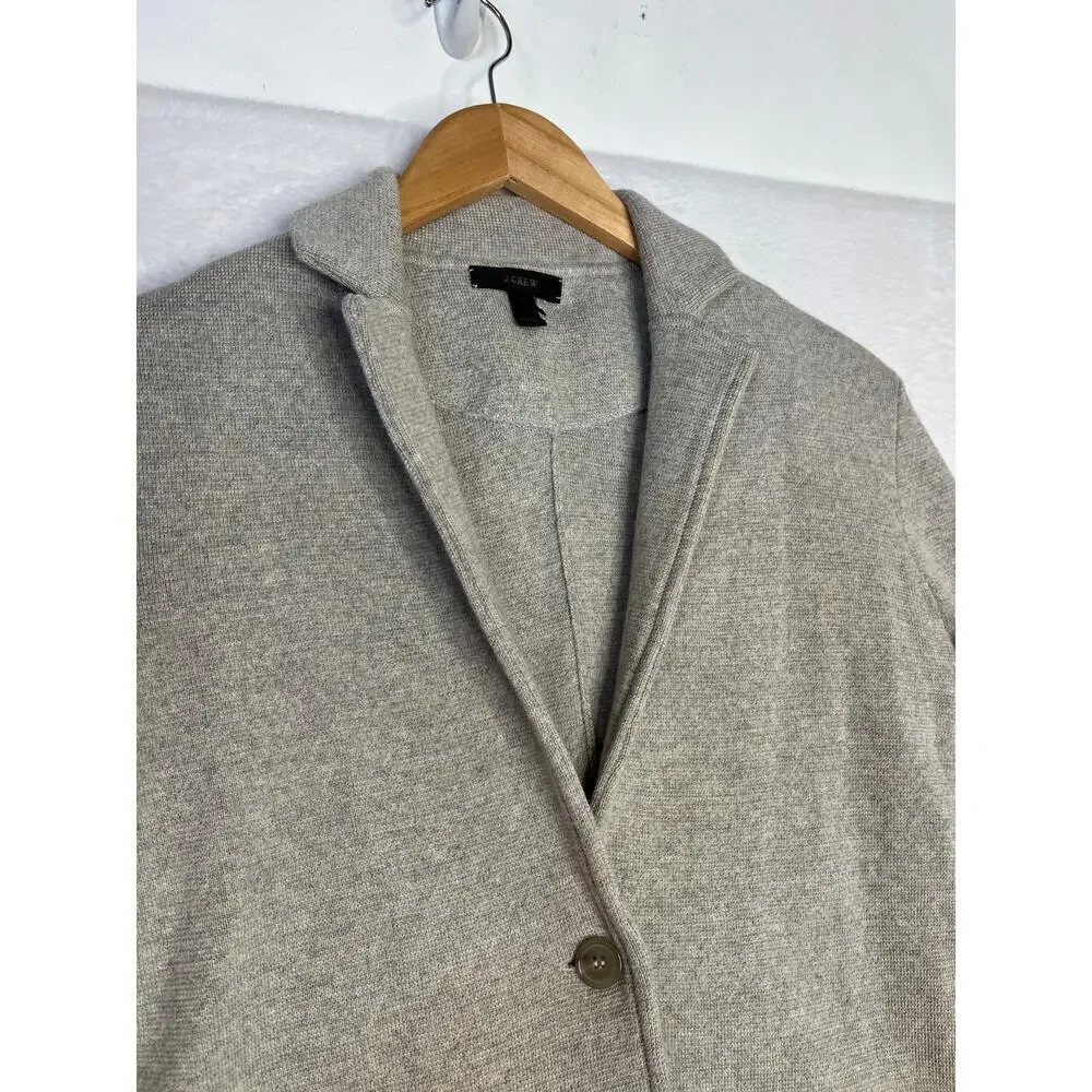 J. Crew Black Label 100% Merino Wool Gray Sweater Blazer Career Preppy sz XXS